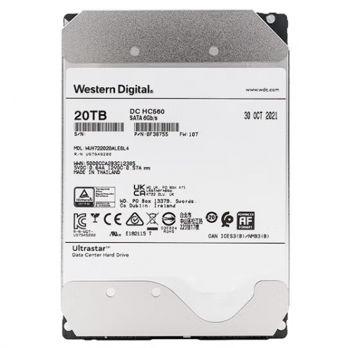 西部数据（WD）企业级服务器硬盘 20T SATA接口 3.5英寸垂直技术
